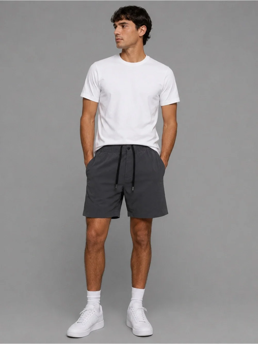 Stylus Men’s Gray Performance Stretch Athletic Casual Shorts Size L Large